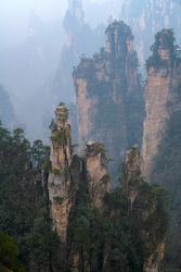 Sandstone Towers In The Mist