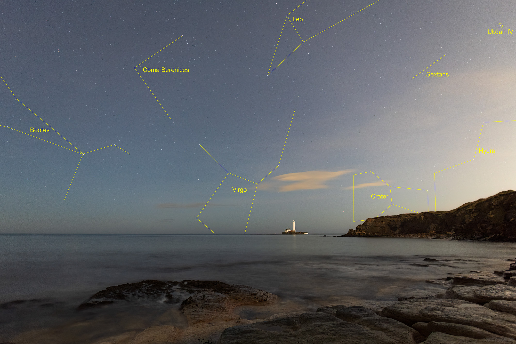 Stars Over St Mary's Lighthouse - Constellations